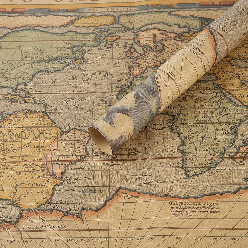 Fold Retro Kraft Gift Wrapping Paper Worldmap Christmas Gift Paper Newspaper Craft Valentine's Day Birthday Gift RegularPaper