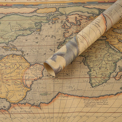 Fold Retro Kraft Gift Wrapping Paper Worldmap Christmas Gift Paper Newspaper Craft Valentine's Day Birthday Gift RegularPaper