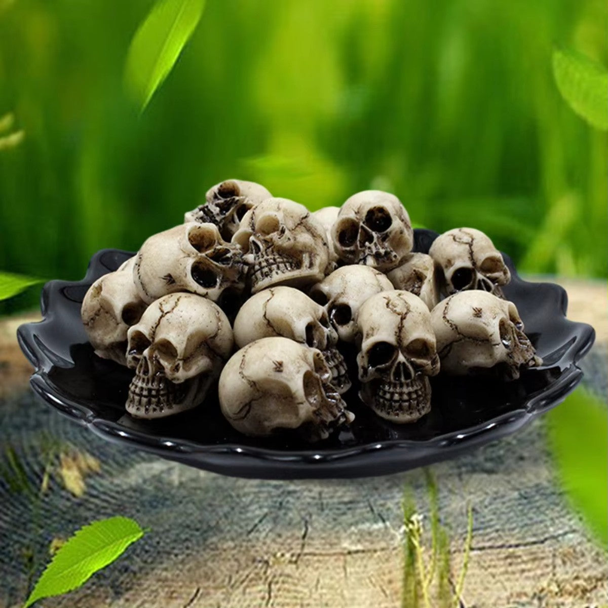 20Pcs Mini Skull Model Collectable Halloween Gothic Skull Sculptures Creative Festival Theme Landscape Garden Potted Plant Decor