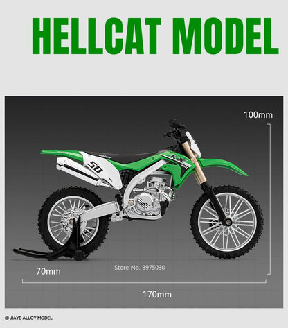 1:12 Kawasaki KX450 Motorcycle Car Toy Model Alloy Diecast Wheel Steering Miniature Mountain Off-road Motorcycles Boys Xmas Gift
