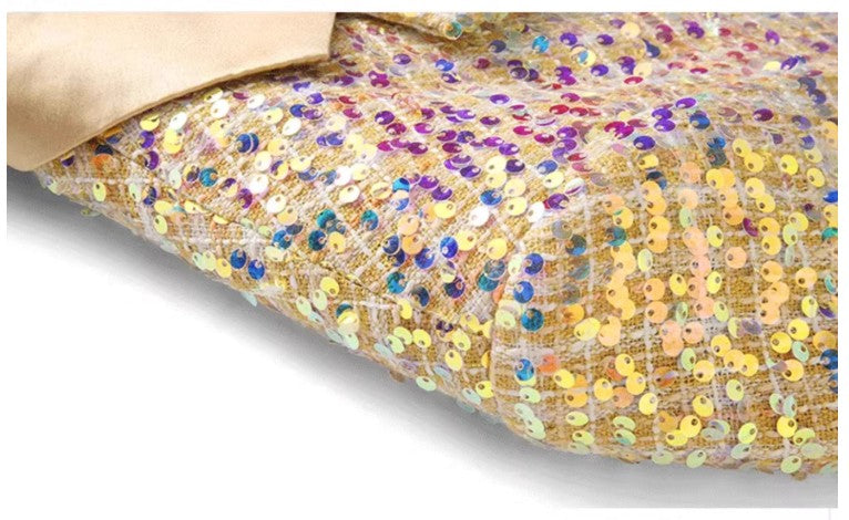 High-quality Sequined Suits Men Clothing Gold / Silver Autumn / Winter New Male Wedding Banquet Party Dress Blazer and Pant