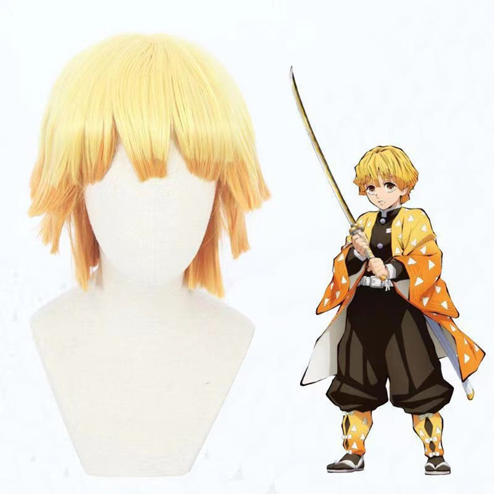 Zenitsu Wig Short Yellow Wig For Demon Slayer Cosplay Orange Ombre Wig Cosplay Wig for Synthetic Wig for Halloween Party Cosplay