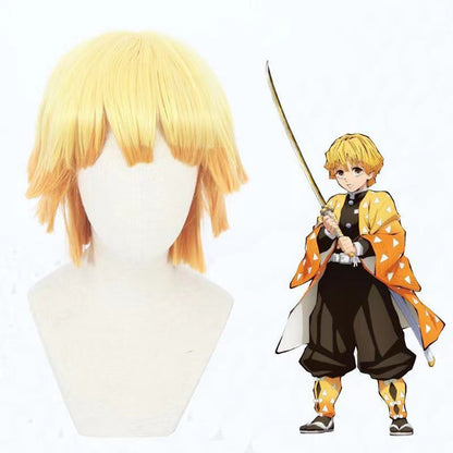 Zenitsu Wig Short Yellow Wig For Demon Slayer Cosplay Orange Ombre Wig Cosplay Wig for Synthetic Wig for Halloween Party Cosplay