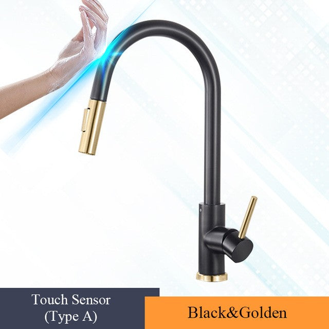 Torneira de Cozinha com Sensor de Toque Extraível Torneira de Cozinha Inteligente com Rotação 360 Torneira de Sensor Torneira Misturadora de Monocomando