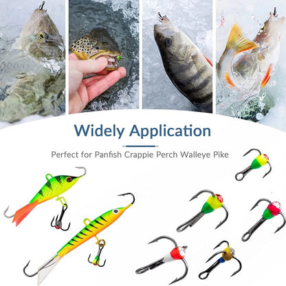 5PCS/10PCS Anzol de Pesca Anzol Triplo de Pesca no Gelo de Inverno Ferramenta de Apetrechos de Aço Carbono Iscas de Aço Carbono que Afundam Iscas de Inverno