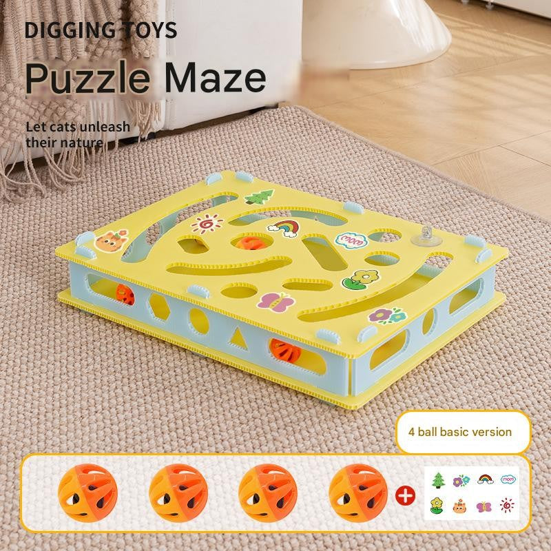 Brinquedo Interativo para Gatos Brinquedos de Escavação Labirinto Eco-PP Bolas com Guizo Teaser de Mola Grande 40cm Multi-Gatos Seguro para Mordidas Lavável com Trava de Pressão