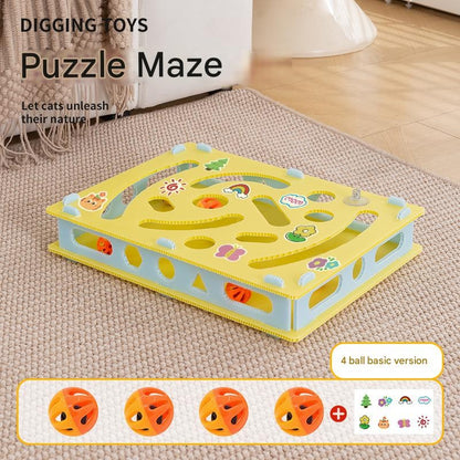 Brinquedo Interativo para Gatos Brinquedos de Escavação Labirinto Eco-PP Bolas com Guizo Teaser de Mola Grande 40cm Multi-Gatos Seguro para Mordidas Lavável com Trava de Pressão