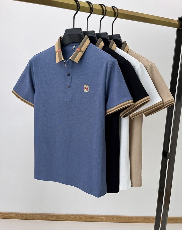 High end brand embroidered men's short sleeved pocket design polo shirt, summer new cool and breathable cotton casual T-shirt