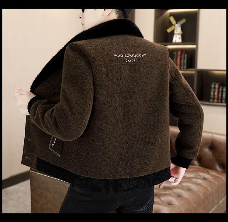 2024 Winter Woolen Jacket for Men Thick and Plush Warm Lapel Trench Coat Casual Business Wool Blends Social Streetwear Overcoat