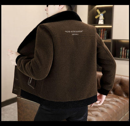 2024 Winter Woolen Jacket for Men Thick and Plush Warm Lapel Trench Coat Casual Business Wool Blends Social Streetwear Overcoat