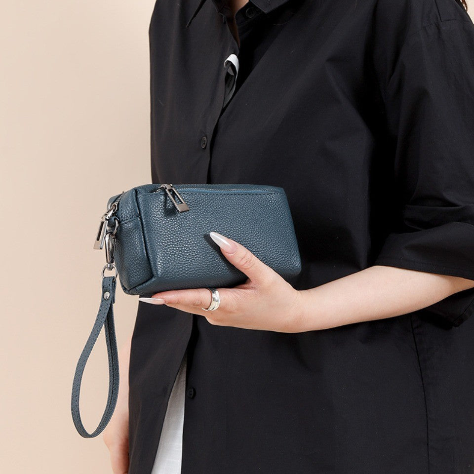 100% Genuine Cow Leather Wallet Purse Luxury Handbags Women Bags Designer Ladies Clutches Bags for Women Top Quality Phone Sac