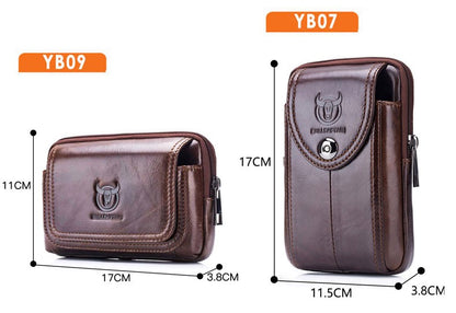 BULLCAPTAIN  MEN'S Leather BELT WAIST Bag Military Fanny PACK Molle Small Money Phone WAIST PACK Bum Pouch PURSE