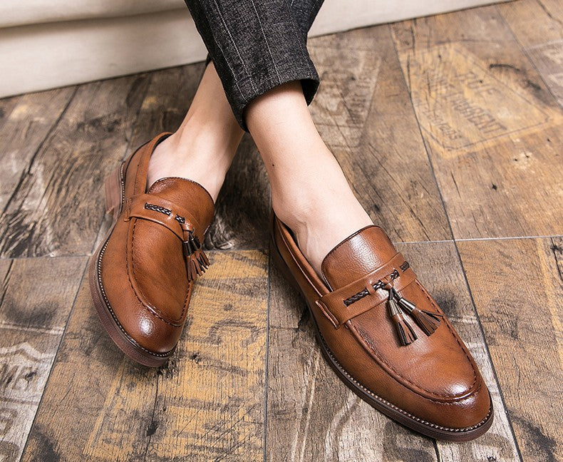 Formal Leather Shoes For Men Classic Men's Dress Shoes Tassel Social Leather Brouge Shoes Men Casual Business Leather Loafer Man
