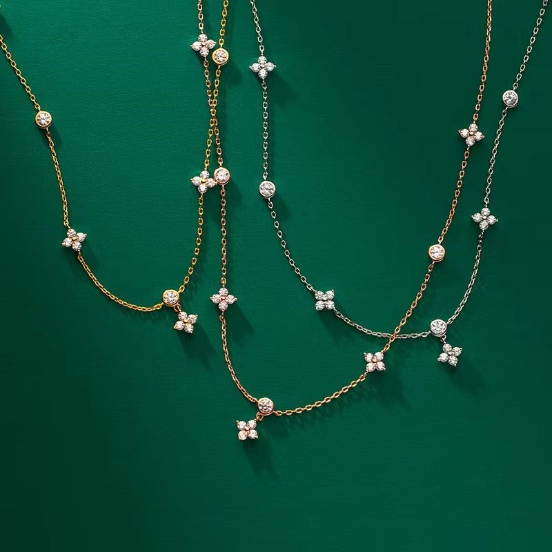 LGKGL Colar de Prata Esterlina 925 Banhado a Ouro 18K com Zircônias Brilhantes em Formato de Flor para Mulheres e Meninas Joias Exquisitas para Festas Presentes