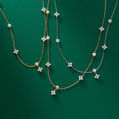LGKGL Colar de Prata Esterlina 925 Banhado a Ouro 18K com Zircônias Brilhantes em Formato de Flor para Mulheres e Meninas Joias Exquisitas para Festas Presentes
