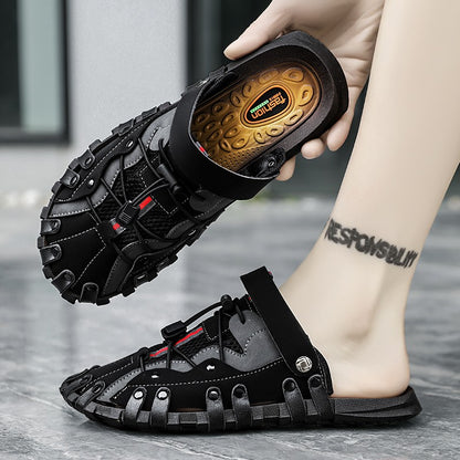 Men plus size Baotou casual sandals summer soft-sole non-slip outdoor beach shoes fashion youth outdoor dual-use sports slippers