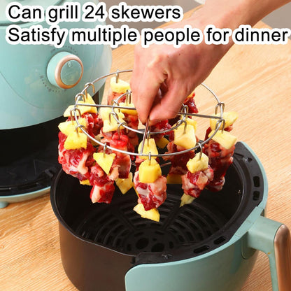 Stainless Steel Grill With 24 Skewers Air Fryer Stand Can Air Fryer Skewer Rack Stainless Steel Wire Rack Kitchen Gadgets Grill