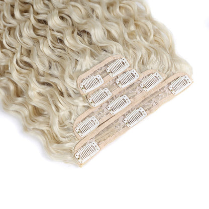 Alana 28 polegadas Sintético Longo Água Encaracolado Clip Em Apliques Extensões de Cabelo Crespo Cacheado Clip-in Cabelo Fibra Orgânica Resistente ao Calor