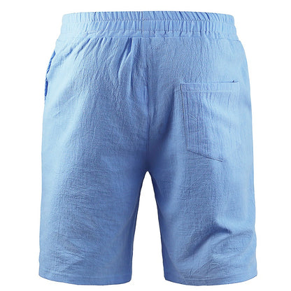 KB New Men's Cotton Linen Shorts Pants Male Summer Breathable Solid Color Linen Trousers Fitness Streetwear S-3XL