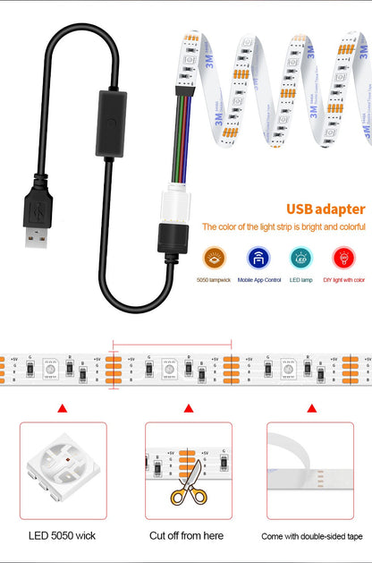 Colored light strip Mobile APP control light strip Family atmosphere /esports room /TV background