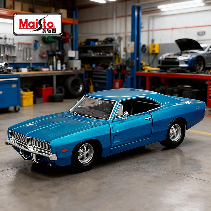 Maisto 1:24 Dodge Charger R/T 1969 Carro de Liga Leve Fundido e Veículos de Brinquedo Modelo de Carro em Miniatura para Crianças