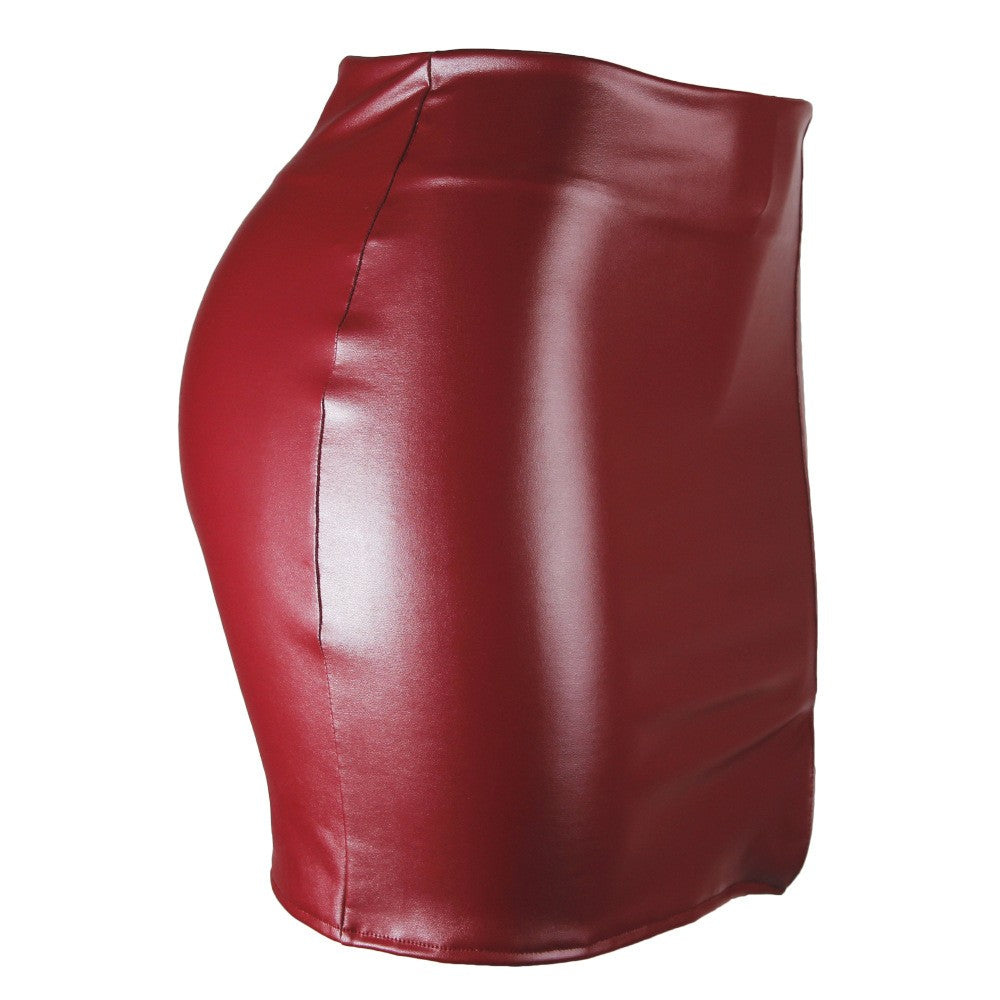 2025 Women Leather Night Clubwear Skirts Summer Pure Color PU-leather Zipper Sexy Hip Leather Mini Skirts