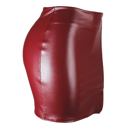 2025 Women Leather Night Clubwear Skirts Summer Pure Color PU-leather Zipper Sexy Hip Leather Mini Skirts