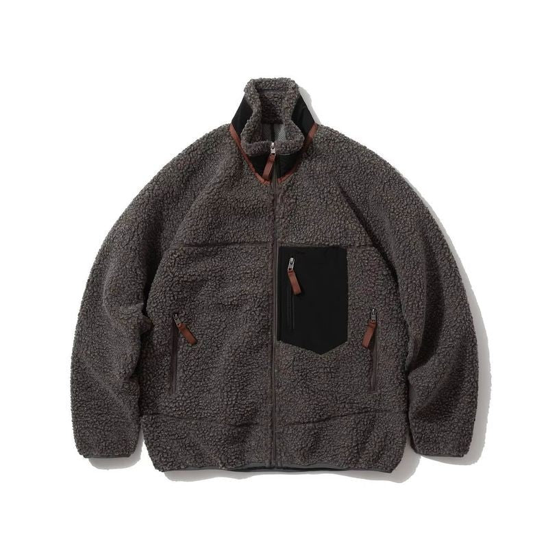 Pata Outdoor Windproof Hiking Fleece Jacket Imitation Lamb Wool Stand Collar Zipper Fleece Jacket Polar Fleece Warm Couple Coat