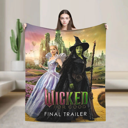 New Wicked Elphaba  Glinda Tonal Soft Warm Blanket Office Plush Bedding Throws Novelty Flannel Bedspread Sofa Bed Cover