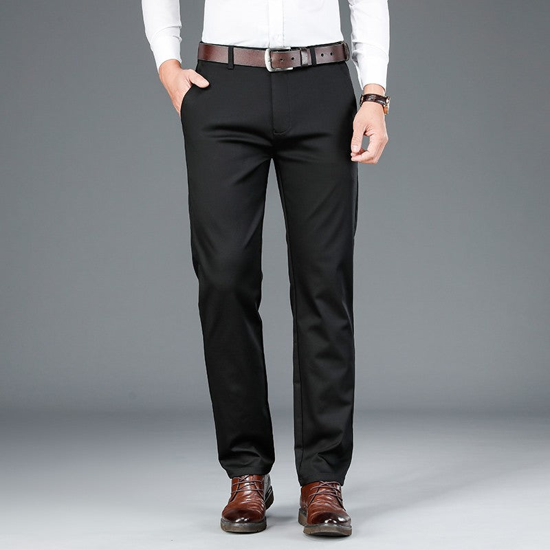 2023 Primavera Novas Calças Casuais Masculinas de Fibra de Bambu Estilo Clássico Negócios Moda Calças Cáqui Elásticas de Algodão Roupa Masculina de Marca