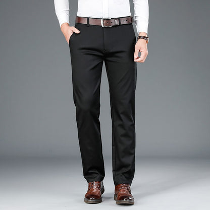 2023 Primavera Novas Calças Casuais Masculinas de Fibra de Bambu Estilo Clássico Negócios Moda Calças Cáqui Elásticas de Algodão Roupa Masculina de Marca