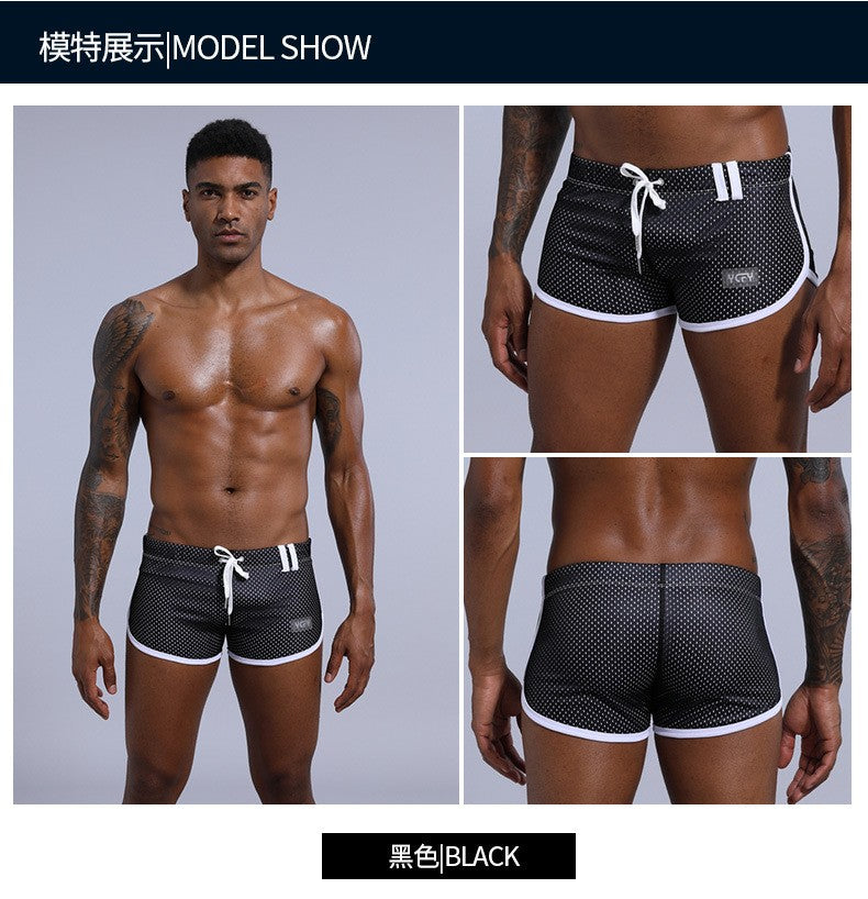 Brand Designer Men's Mesh Beathable Home Flat Pants Boxer Underwear Aro pants Breathable Pure Loose Fitting Underpants For Male