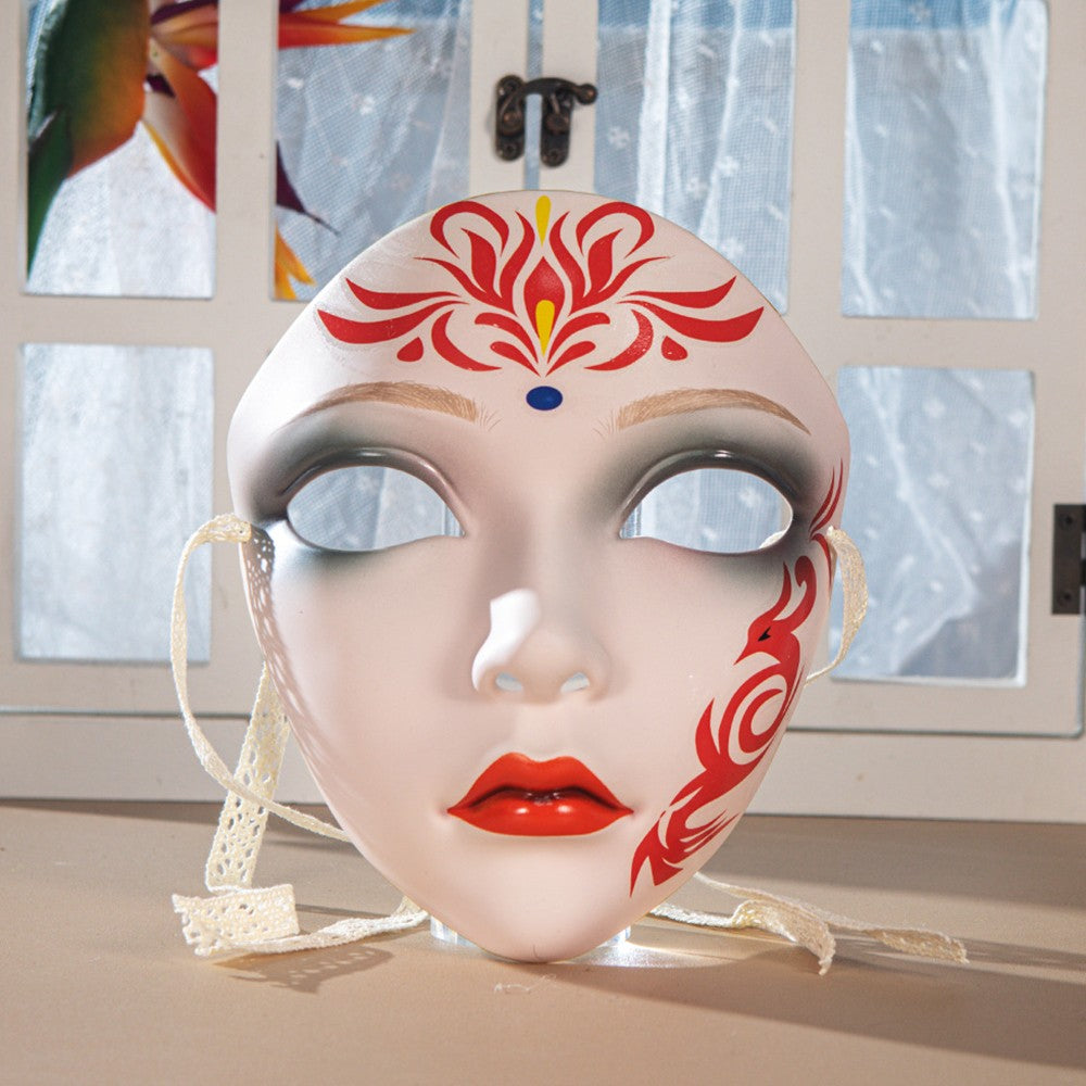 Beautiful Woman Mask Full Face Chinese Ancient Style DIY Hand-painted Decor for Masquerade Party Props Hanfu Costume Accessories