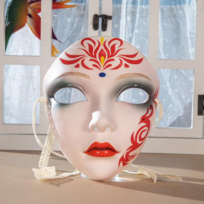 Beautiful Woman Mask Full Face Chinese Ancient Style DIY Hand-painted Decor for Masquerade Party Props Hanfu Costume Accessories