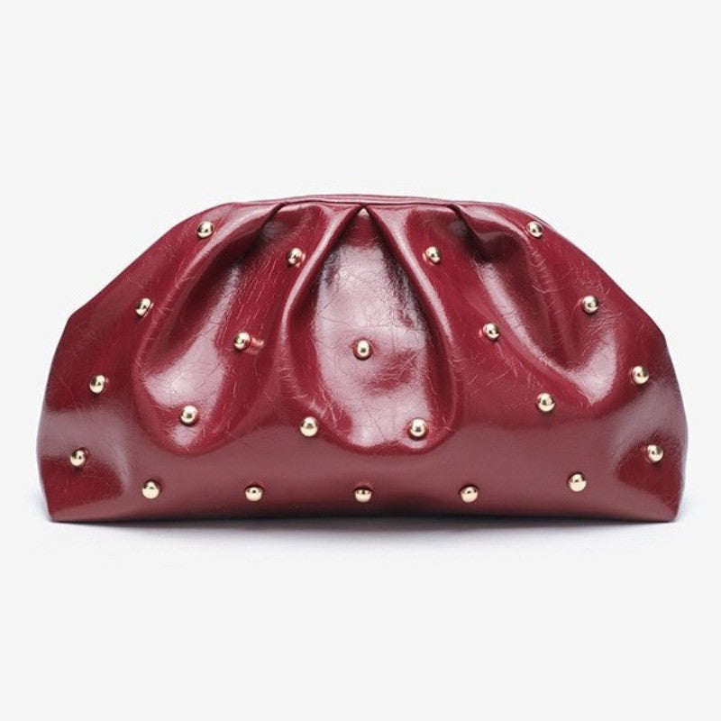 2025 Large Capacity Folded Cloud Clutches Women's Handbag Fashion Simple Multifunctional Clasp Bag Mushroom Nail Dinner Bag