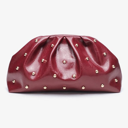 2025 Large Capacity Folded Cloud Clutches Women's Handbag Fashion Simple Multifunctional Clasp Bag Mushroom Nail Dinner Bag