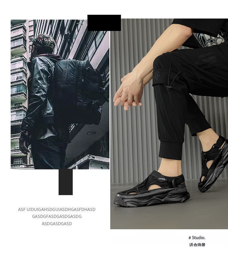 Men's Sandals Summer Platform Slippers Non-Slip Beach Pool Sandals Mesh Hole Men's Garden Shoes Flip Flop Outdoor Water Shoes