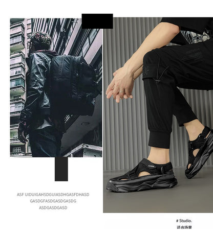 Men's Sandals Summer Platform Slippers Non-Slip Beach Pool Sandals Mesh Hole Men's Garden Shoes Flip Flop Outdoor Water Shoes