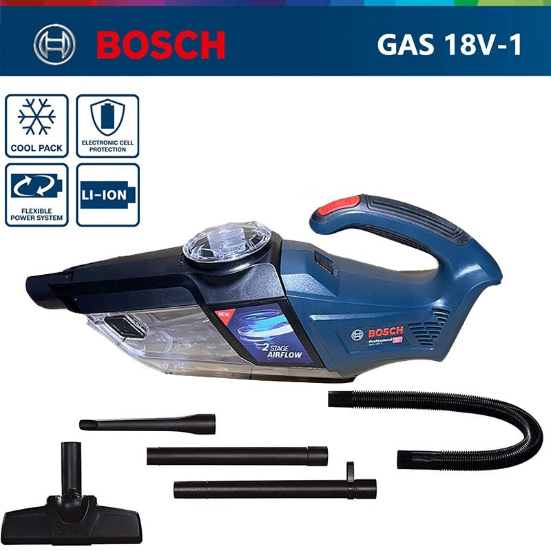 Bosch GAS18V-1 Aspirador de mão sem fio recarregável de alta potência, pequeno e forte, removedor de pó de construção elétrico a lítio