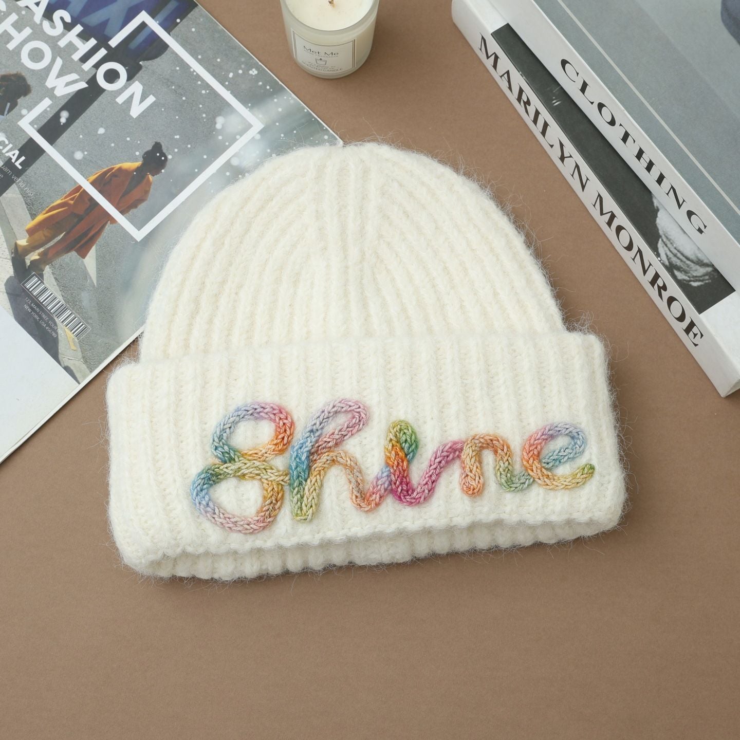 Vintage Embroidered Hats Letter Korean Version Knitted Hat for Autumn and Winter Warm Ear Protection Knitted Hats