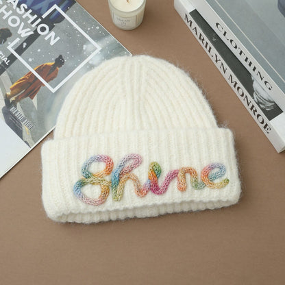 Vintage Embroidered Hats Letter Korean Version Knitted Hat for Autumn and Winter Warm Ear Protection Knitted Hats
