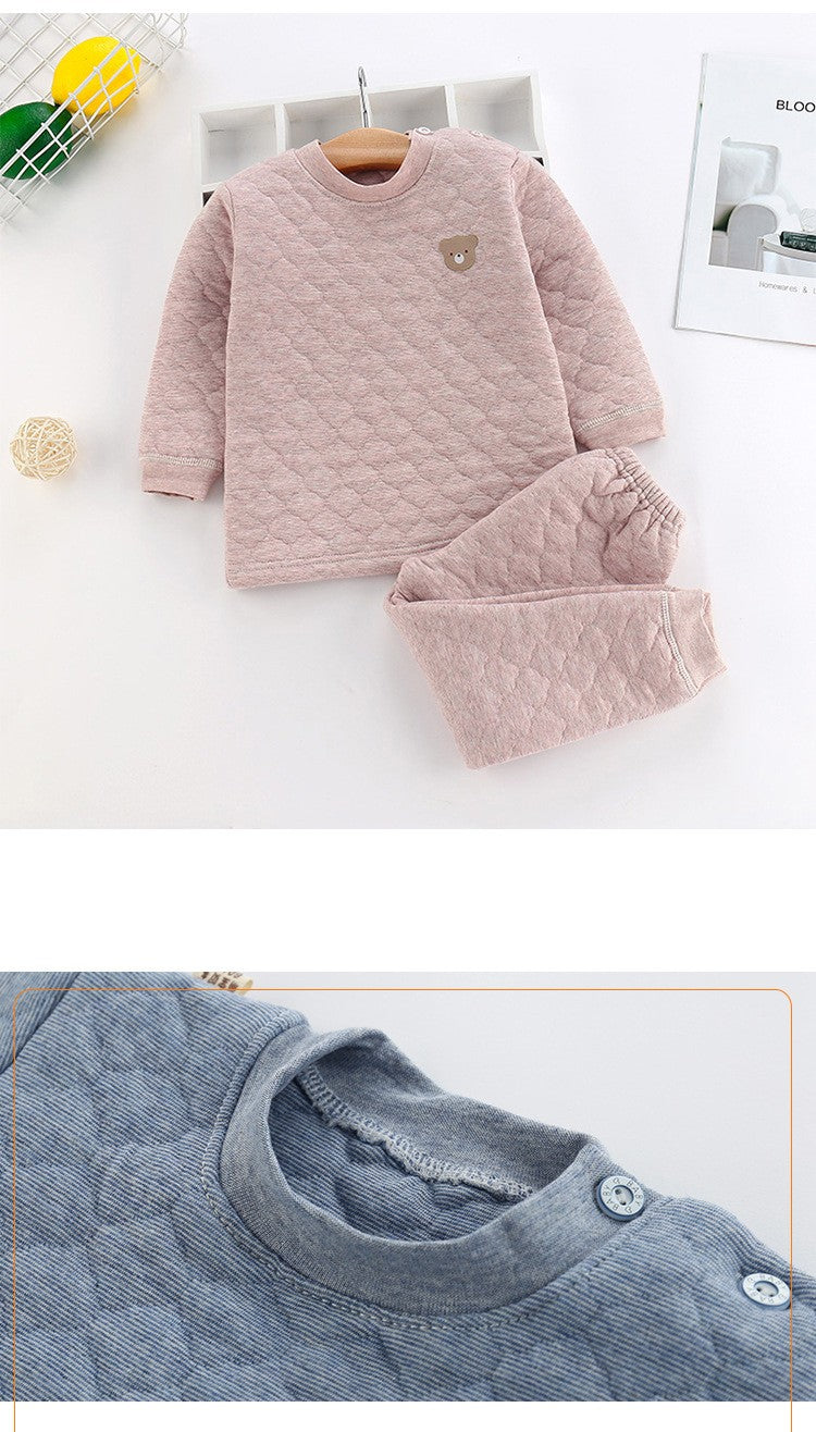 Pijama de Inverno Infantil para Bebês e Crianças, Roupa Térmica, Conjunto de Camadas, Algodão Grosso, Para Meninos e Meninas, Conjunto de Roupa de Dormir