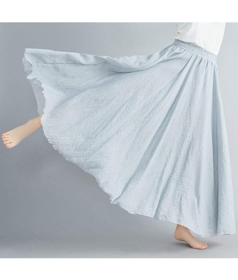 Fashion Solid Cotton Linen Women Skirts Maxi Elegant Harajuku Saia Casual Loose Long Skirt Ladies Clothes Faldas Ropa Mujer