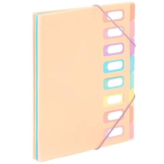 1 portable expanding folder with 8 compartments and elastic straps, suitable for office or home use.