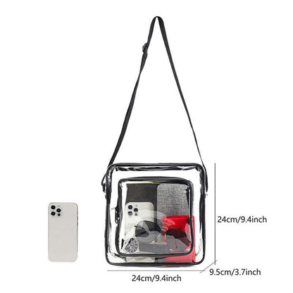 TINYAT Clear Men's Crossbody Bag PVC Double Pocket Travel Bag Adjustable Shoulder Straps Single Shoulder Bag for Daily Commuting