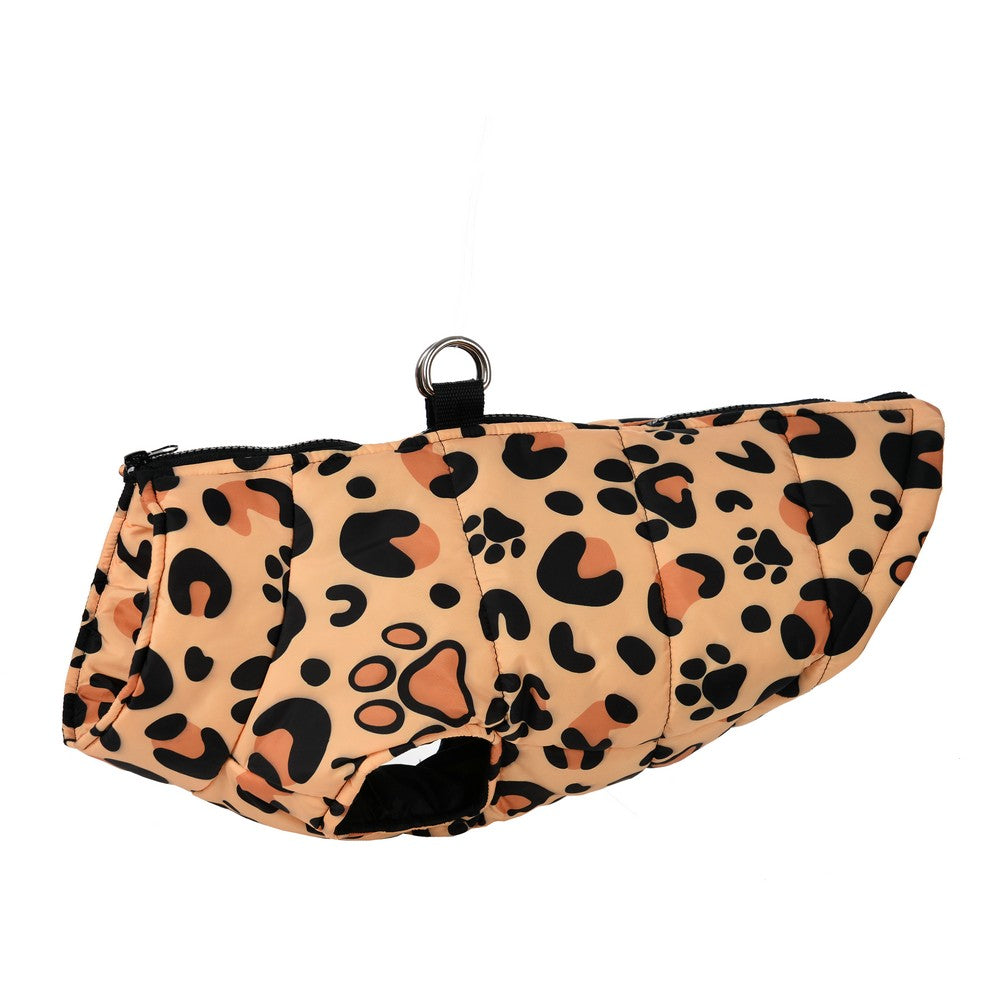 Dog Jacket Winter Warm Clothes For Small Medium Dogs Cats Leopard Print Pet Puppy Coat With D-ring Chihuahua Yorkie Pug Outfits