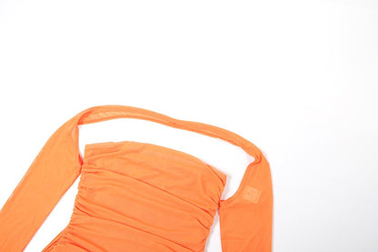 Nibber Summer Vacation Sexy See Through Dress+Shawl Women Ruched Side Ribbon Coquette Skinny Midnight Clubwear Party Bodycon