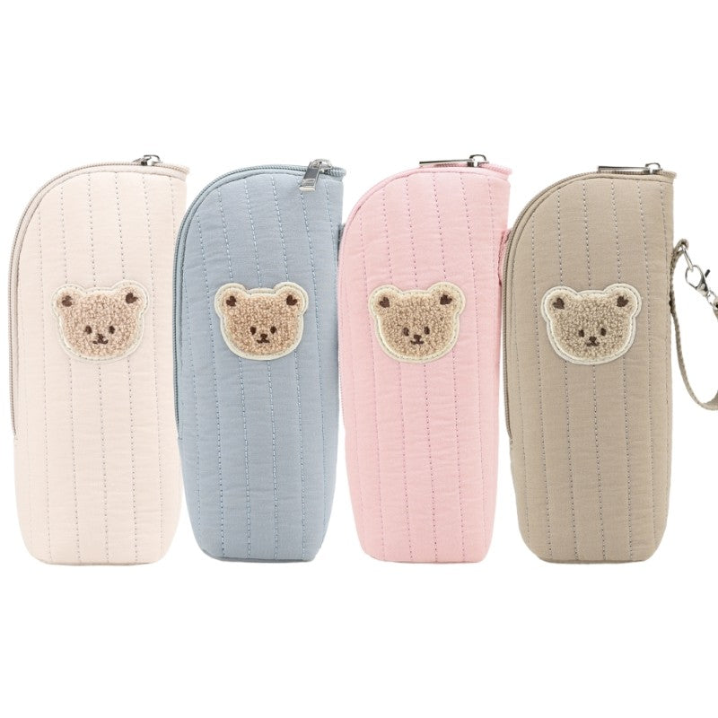Cute Bear Design Baby Bottle Tote Bag with Aluminum Foil Insulation Bags Water Bottle Thermal Storage Pouch with Stroller Hook