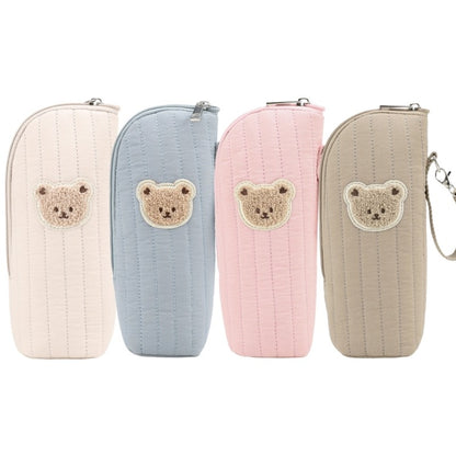 Cute Bear Design Baby Bottle Tote Bag with Aluminum Foil Insulation Bags Water Bottle Thermal Storage Pouch with Stroller Hook