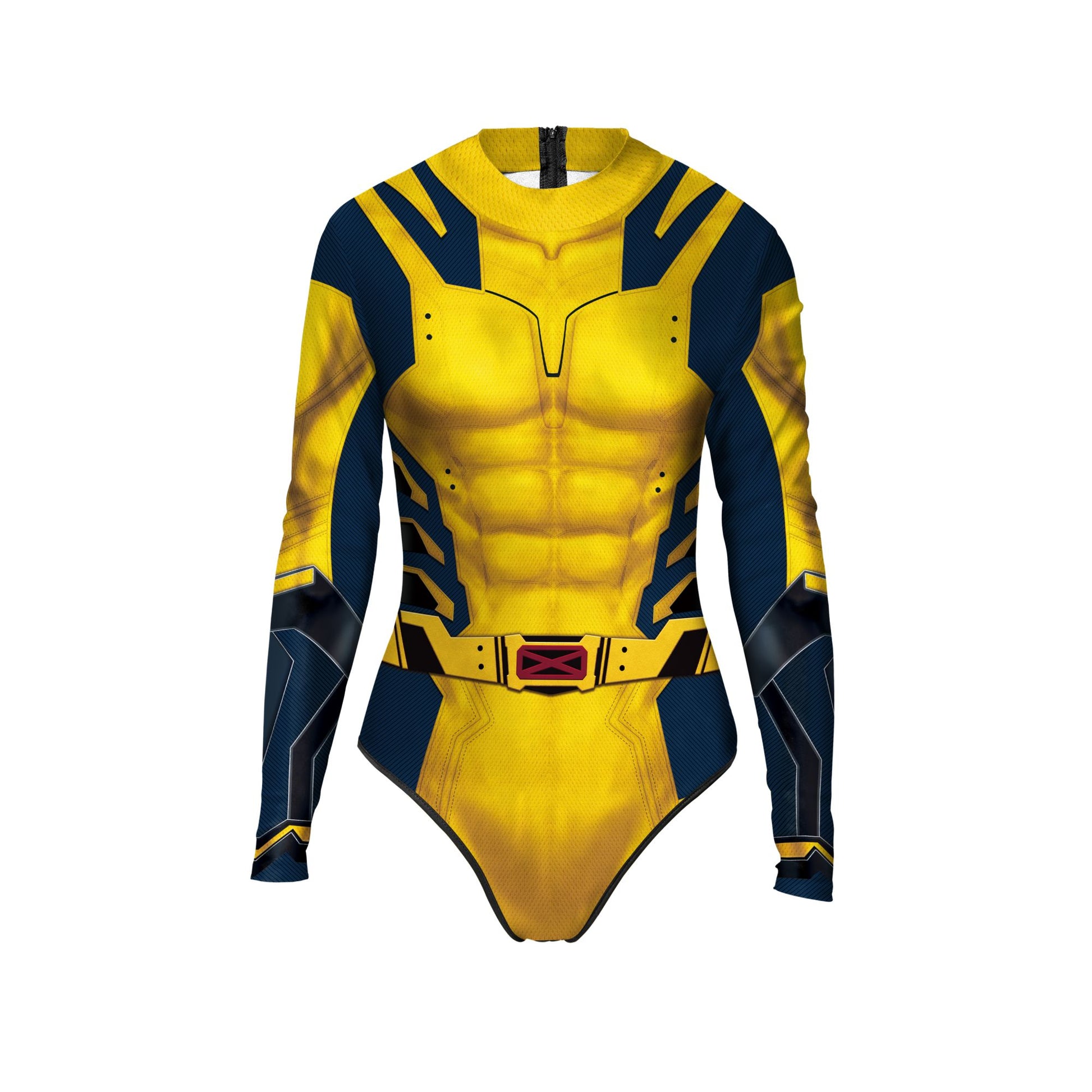 Zawaland Adult Superhero Deadpool Wolverine Print Long Sleeve Party Jumpsuit Cosplay Costume Halloween Party Zentai Bodysuit